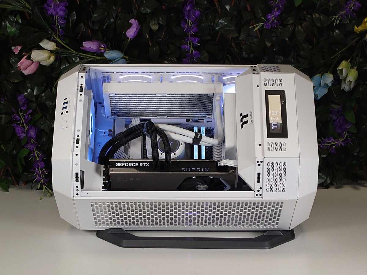 Rebel gaming PC on its horizontal stand