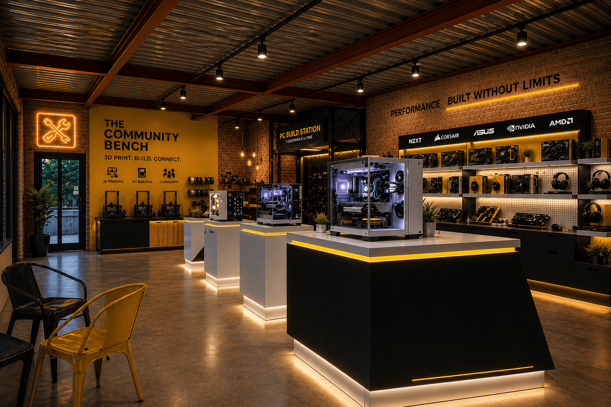 AI concept visualisation of how the Tavern space at the Utopia Innovation Centre could feel once finished
