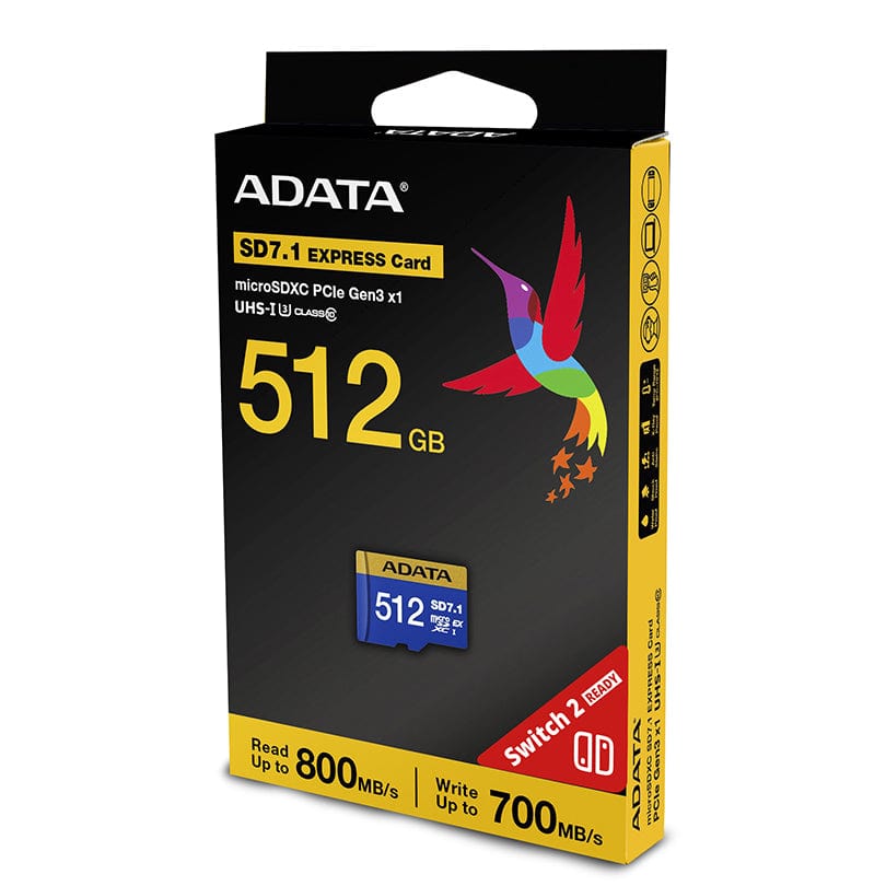 ADATA ADATA 512GB Premier Extreme MicroSDXC SD7.1 Express Card, Nintendo Switch 2 Ready, 800MB/s UD512GEX3L1-C SD Cards ADATA 512GB Premier Extreme MicroSDXC SD7.1 Express Card, Nintendo Switch 2 Ready, 800MB/s