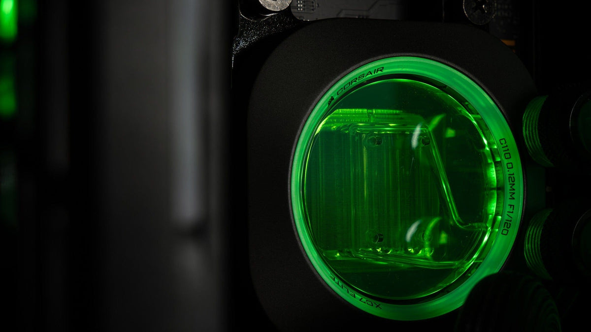 Graphics card with full cover water block inside a Renegade custom PC