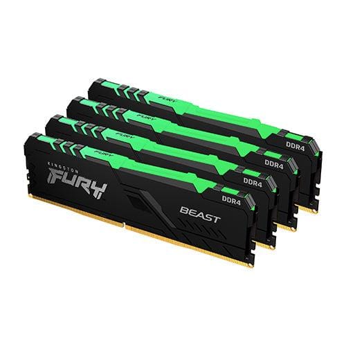 Kingston 64GB Kingston FURY Beast DDR4 RGB 3200Mhz (4x16GB) KF432C16BBA/16 Memory